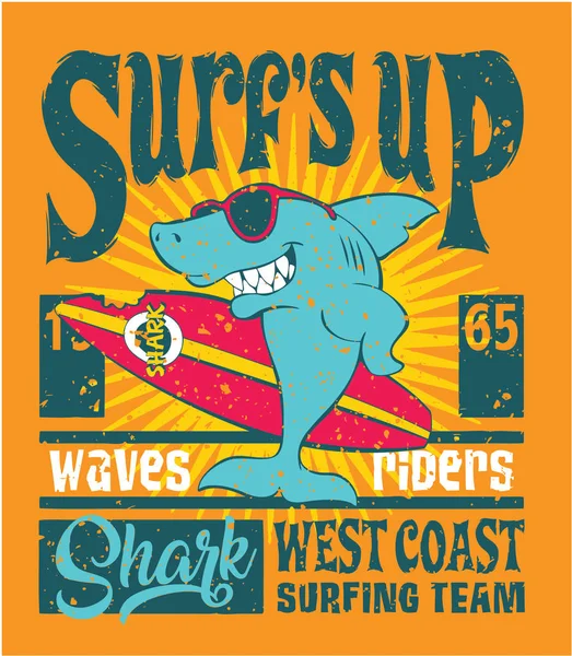 Surf-Team an der Westküste der Haie — Stockvektor