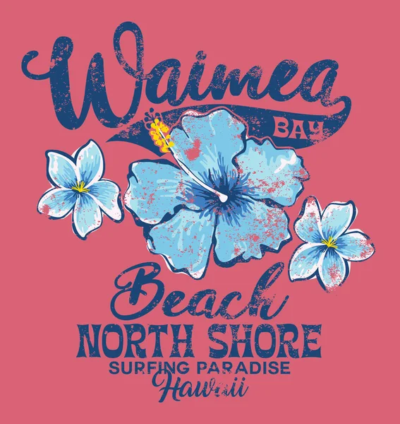 North Shore Waimea Bay Surfing Ráj Vektorový Tisk Pro Dívka — Stockový vektor