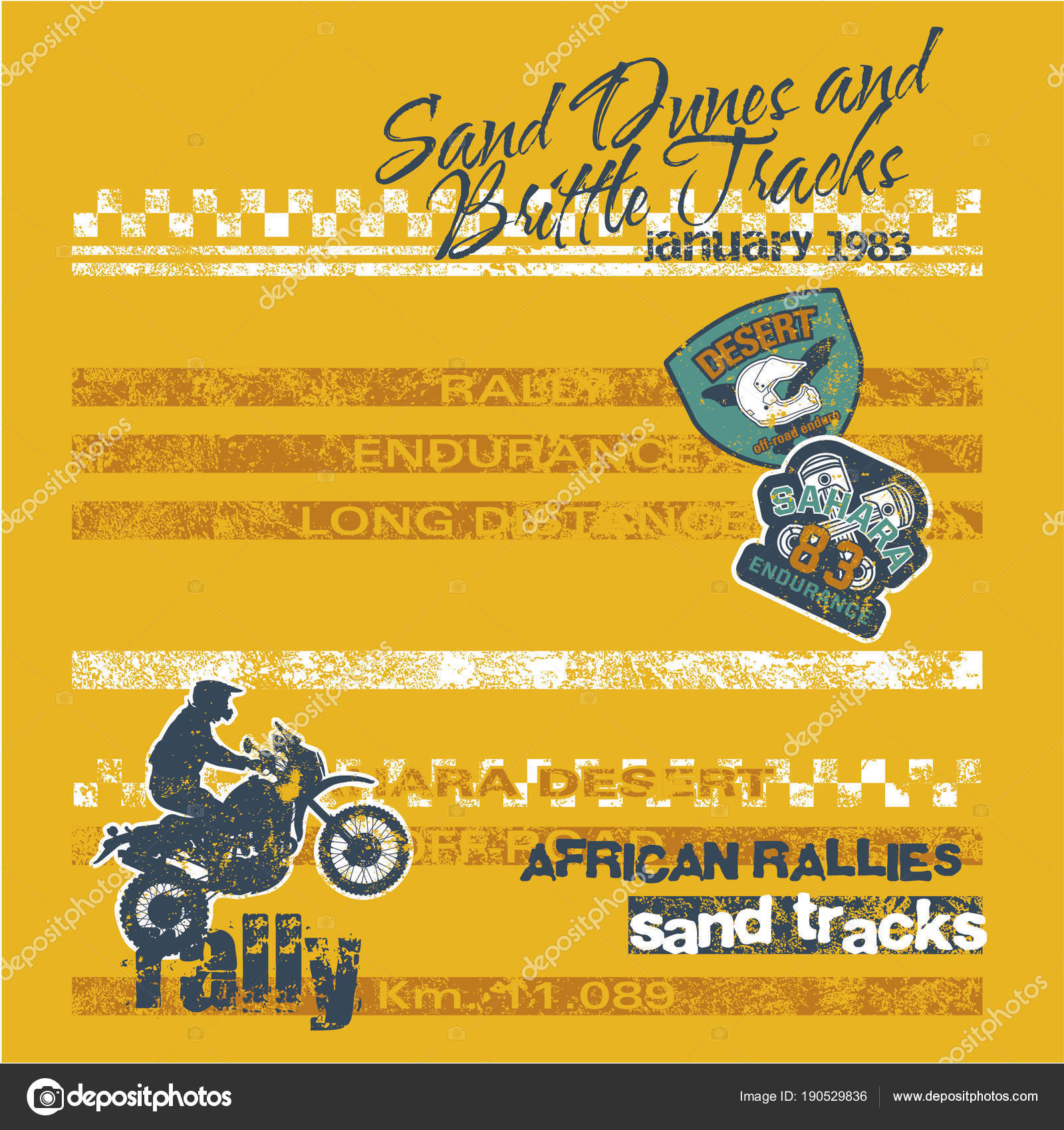 Desert Motorcycle Endurance Rally Racing Competition Vector Artwork ...