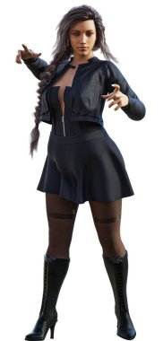 Siyah elbiseli cadı döküm büyüsü