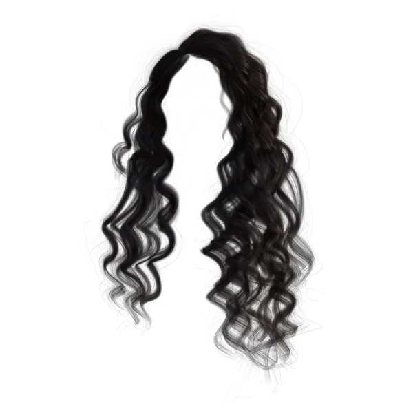 Cabelo Preto Ondulado Encaracolado Isolado Branco — Fotografia de Stock