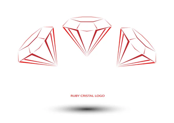 Logotipo de cristal rubi, pedras vermelhas —  Vetores de Stock
