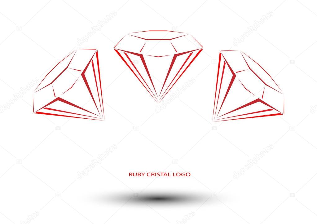 Ruby cristal logo, red stones