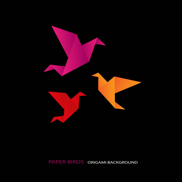 Origami paper birds
