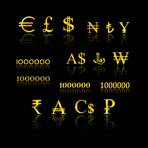 Gyllene pengar symboler — Stock vektor