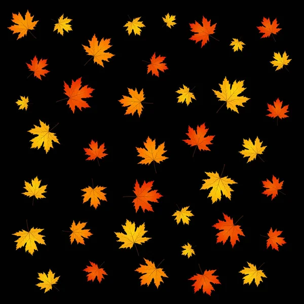Black autumn leaves background — Stock Vector
