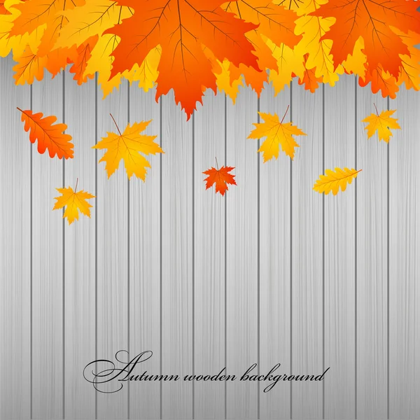 Autumn wooden background — Stock Vector