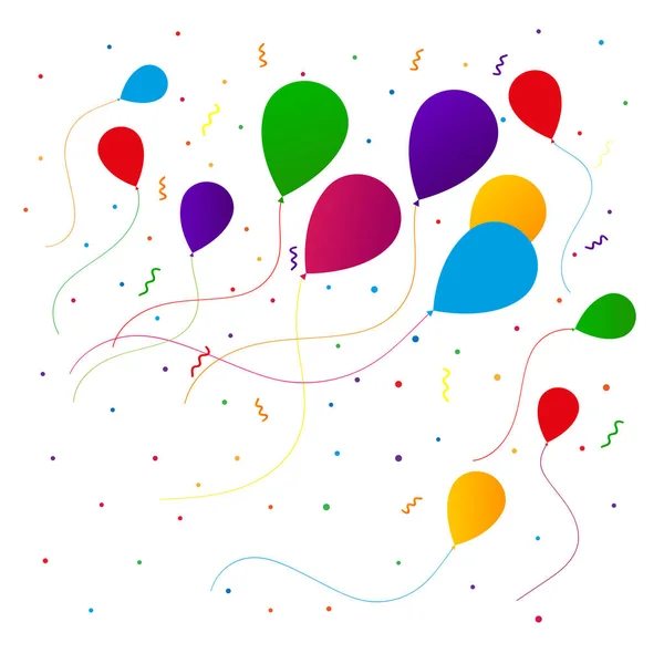 Fond d'anniversaire, ballons colorés volant — Image vectorielle