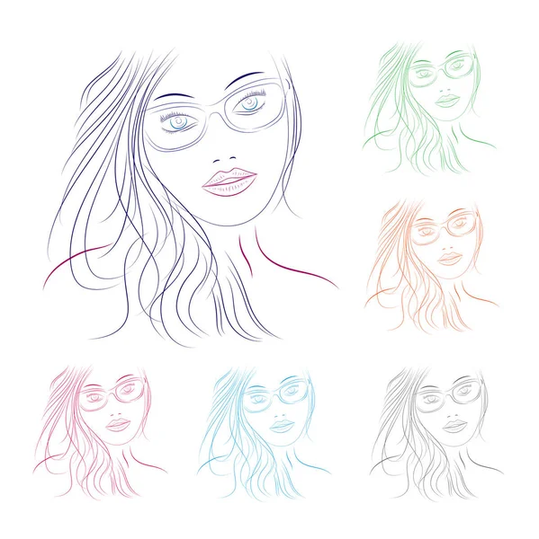 Visage de fille dans des lunettes — Image vectorielle