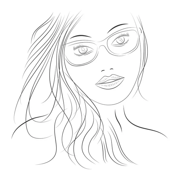 Dessin fille visage — Image vectorielle