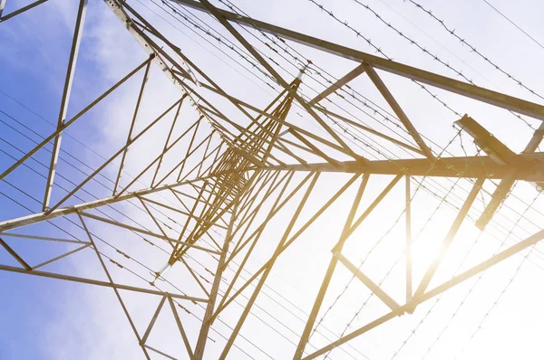Silhouette shot of electricity pylons — Stock Photo, Image