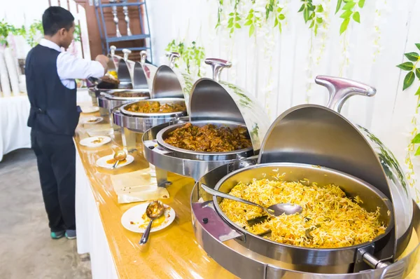 Unidentified man prepare catering food wedding — Stock Photo, Image