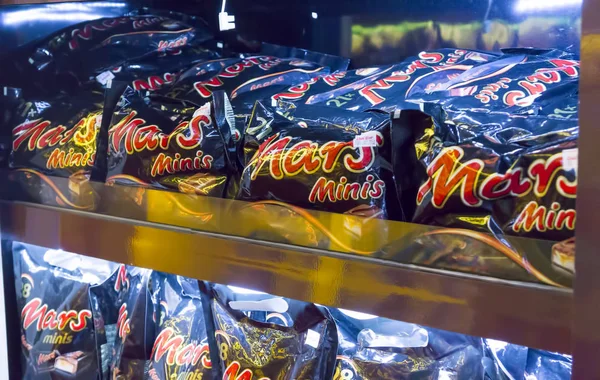 Mars chocolate on shelves — Stock Photo, Image