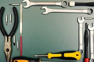 Marangozluk ve el aletleri bir dizi.