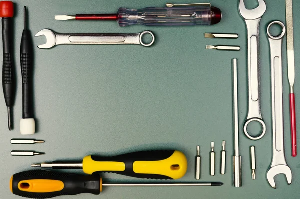 Menuiserie et ensemble d'outils à main . — Photo