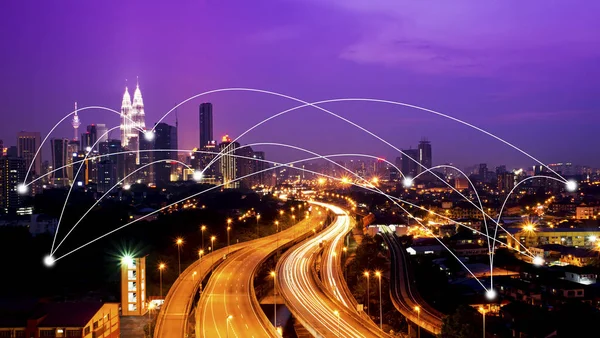 Stadsbilden och nätverk anslutning koncept. — Stockfoto