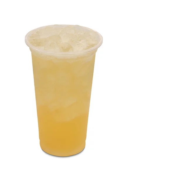 Tè verde freddo con limone e miele in vetro da asporto isolato su — Foto Stock