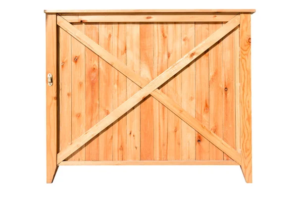 Scatola di legno con percorso di ritaglio isolato su sfondo bianco — Foto Stock
