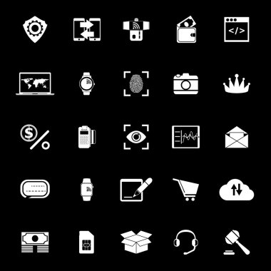 Finans teknolojileri simgeler siyah arka plan üzerine