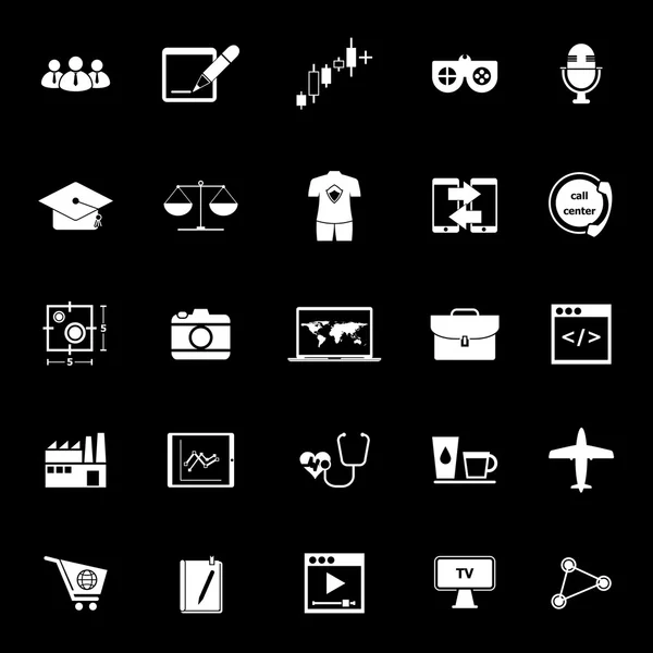 Iconos de trabajo en línea sobre fondo negro — Archivo Imágenes Vectoriales