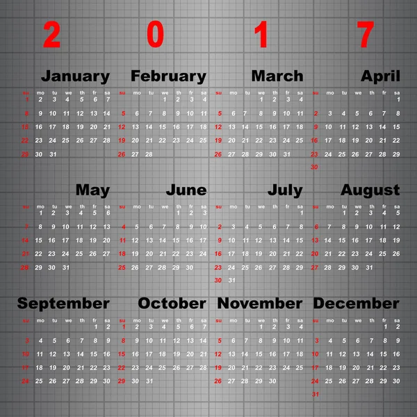 Діловий векторний шаблон календаря 2017 року на сірому столі backgrou — стоковий вектор