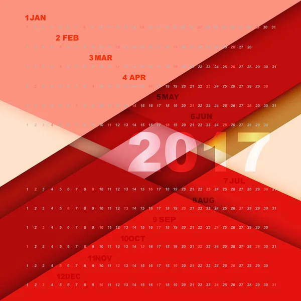 Fondo de material de diseño con calendario 2017 — Vector de stock