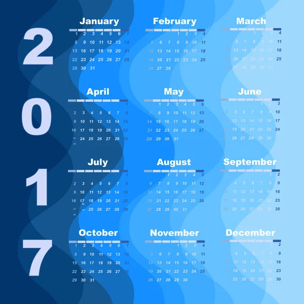 Шаблон календаря Design wave 2017 — стоковый вектор