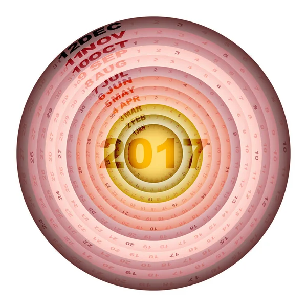 Modello di design degli anelli in oro rosa del calendario 2017 — Vettoriale Stock