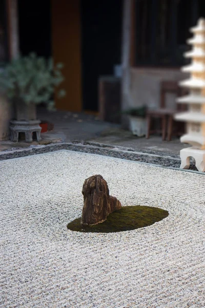 Rock lantern in zen garden