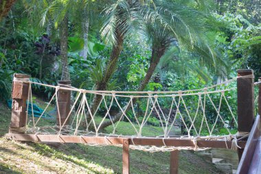 Basit ahşap yolun karşısındaki creek