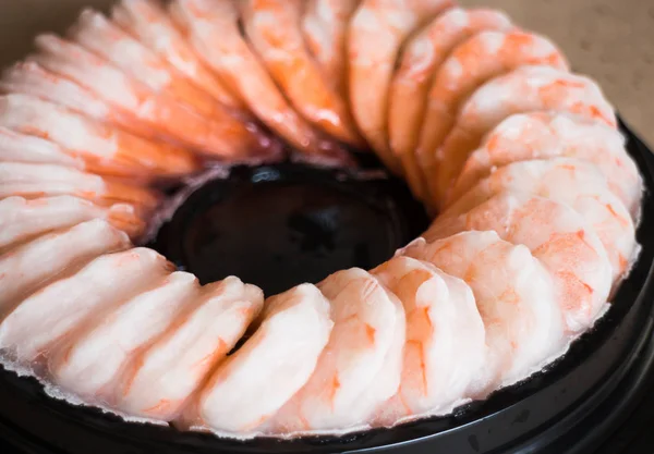 Tray Of Frozen Pile Shrimp — Stock Photo, Image