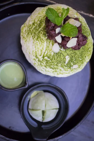 Té verde Mochi helado y hielo afeitado — Foto de Stock