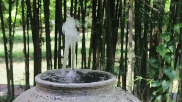 Water Jar Ornament Decorated On Garden — Stock Video