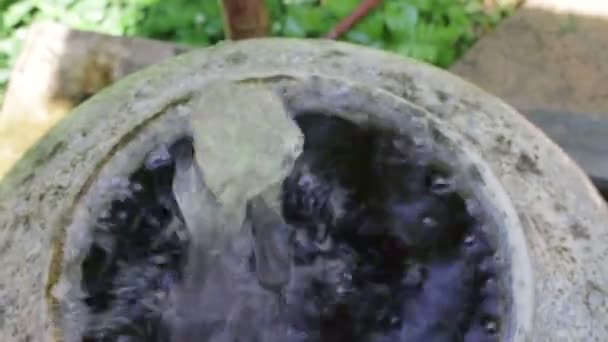 Garden Water Fountain Jar Ornament — Stock Video