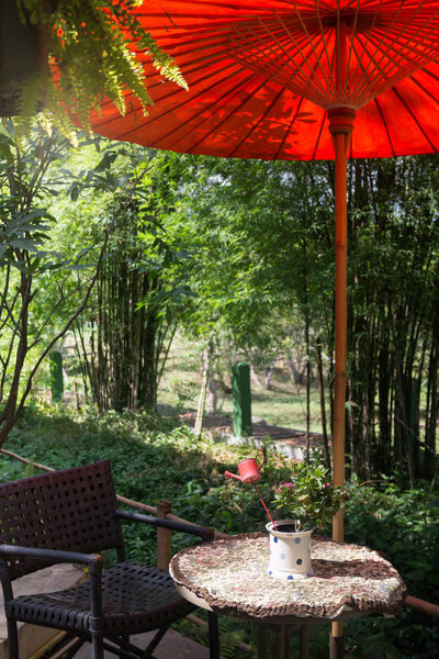 Outdoor Table And Chair In Garden