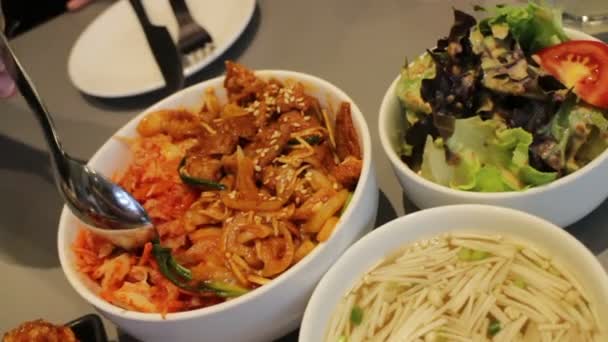 Having Meal With Korean Cuisine — Stock Video