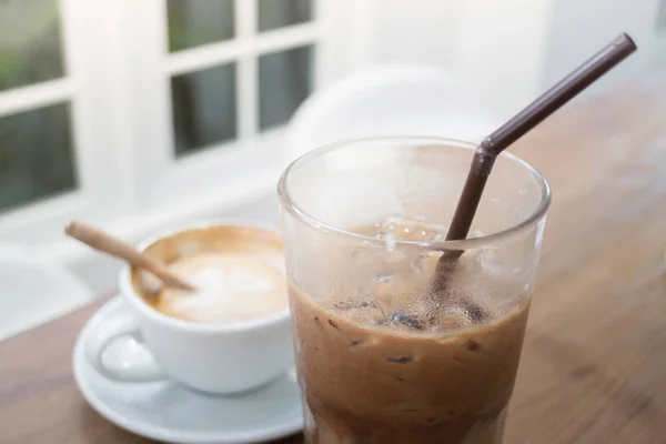 Hot And Cold Coffee Drink — Stock Photo, Image