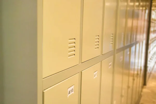 Row Of Old Lockers In School Hallway