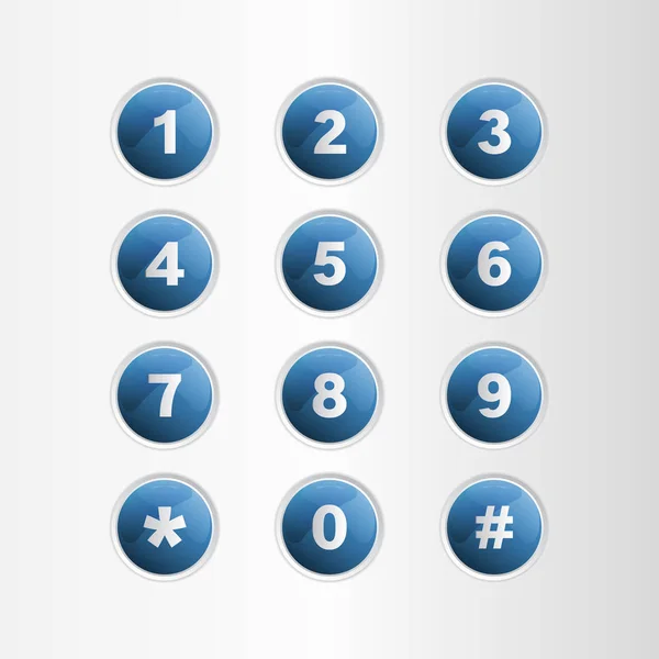 Номер телефона голубая кнопка на сером фоне — стоковый вектор