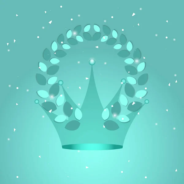 Couronne et couronne de laurier sur fond turquoise — Image vectorielle