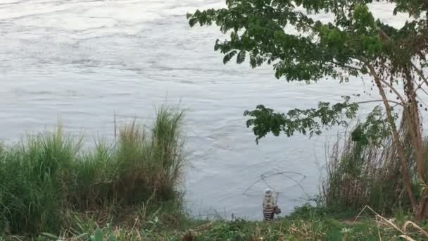 Traditionelle Fischerinnen Fischen Fluss Archivvideo — Stockvideo