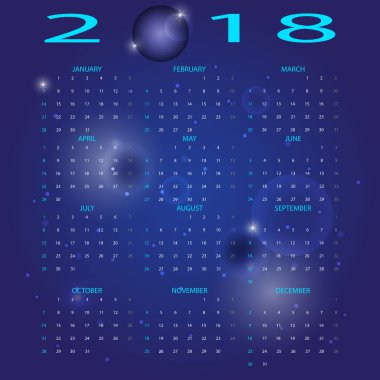 Soyut mavi uzay 2018 takvim