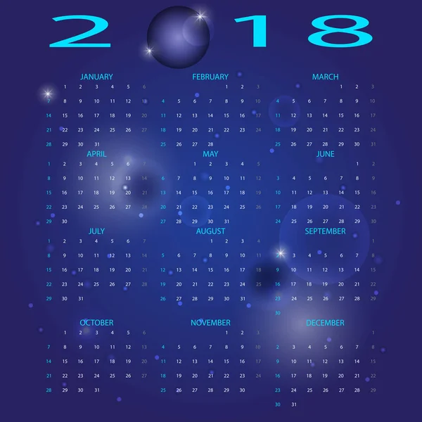 Абстрактный синий календарь 2018 года — стоковый вектор