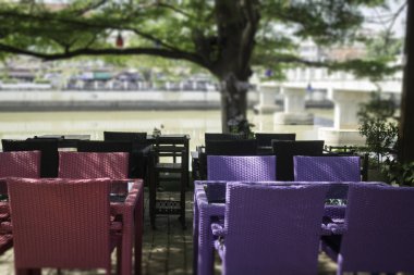 Renkli dizi açık bahçe mobilya