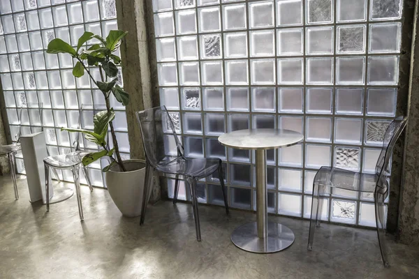 Decoração de interiores de café mínimo com conjunto de mobiliário moderno — Fotografia de Stock