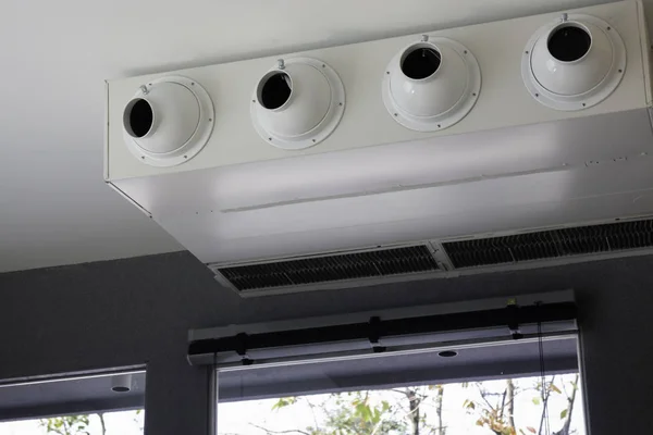 Close up white air conditioner in living room — 스톡 사진