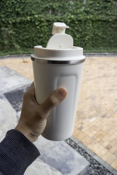 Personal thermos water container for travel — Stok fotoğraf