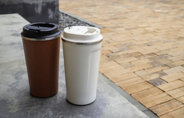 Personal thermos water container for travel — Stok fotoğraf