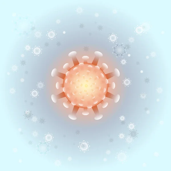 Molécule Orange Épidémique Sur Fond Clair Vecteur Stock — Image vectorielle