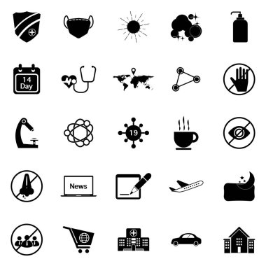 Covid-19 virüs simgeleri, stok vektörü oluşturuldu